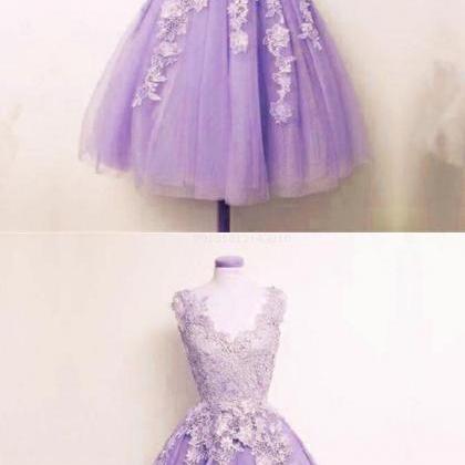 Fetching Appliques Homecoming Dress Lilac Tulle..