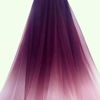 A-line V-neck Chiffon Ombre Long Prom Dresses..