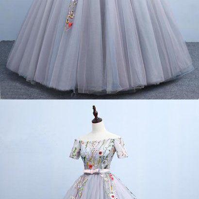 18968 Ecru Off-Shoulder Frilly Tulle Detail Dress