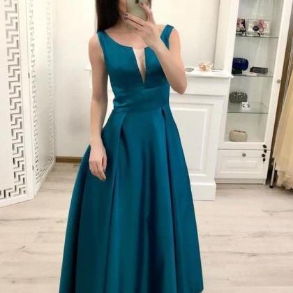 A Line Satin Long Prom Dress,Graduation Dress Y1583 main image 1