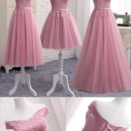 Cute A Line Lace Off Shoulder Prom Dress,lace..