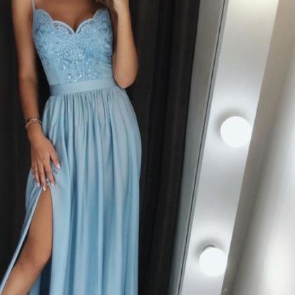 Gorgeous Elegant Blue A Line Prom Dress With..