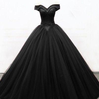 Black Gothic Princess Ball Gown Wedding Dress..