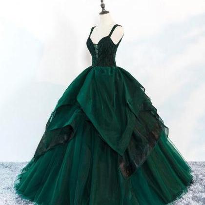 Green Ball Gown Tulle Prom Dress/evening Dress..