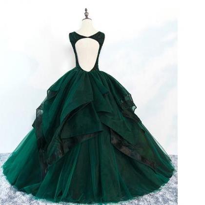 Green Ball Gown Tulle Prom Dress/evening Dress..