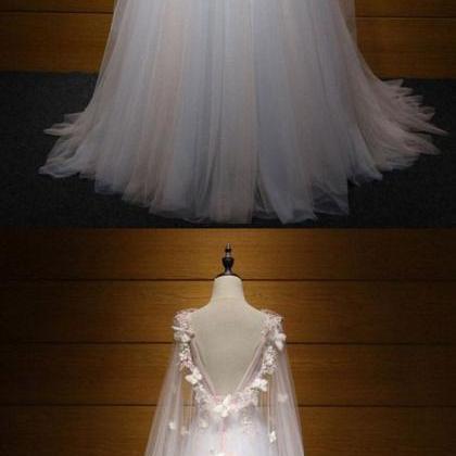 Princess Nude Pink Long Prom Dresss With Train And..