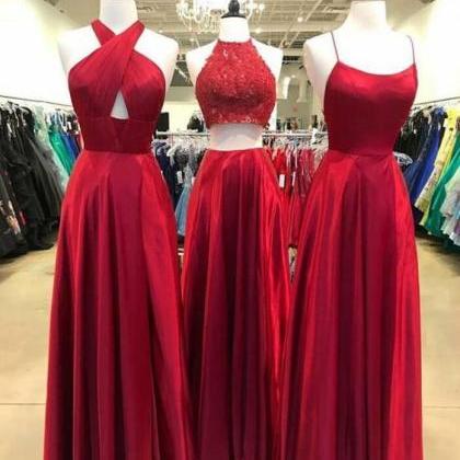 Sexy Long Senior Prom Dress Red Formal Gown..