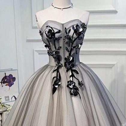 Elegant A Line Strapless Tulle Homecoming Dresses..
