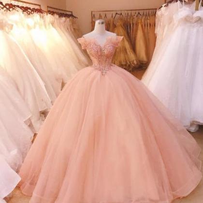 Elegant Ball Gown Long Prom Dress, Off The..