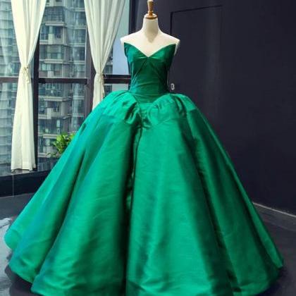 Dark Green Ball Gown Satin Sweetheart Floor Length..