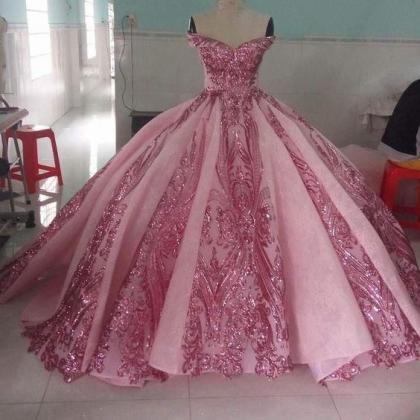 Pink Prom Dresses, Luxury Prom Dresses, Sparkly..