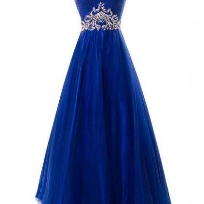 Royal Blue Prom Dress,beaded Prom Dress,a Line..