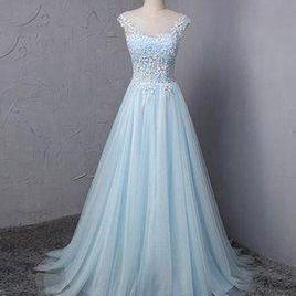 Beautiful Ice Blue Tulle Prom Dress For Teens..