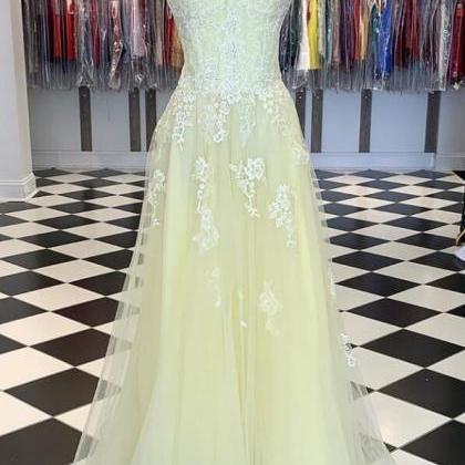 A-line Long Prom Dress With Appliques ,school..