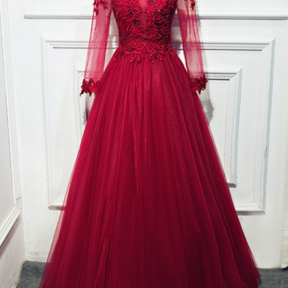 Long Sleeve Lace Wedding Dress, Evening Dress..