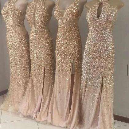 Sparkly Gold Prom Dresses, Long Prom Dress, Prom..