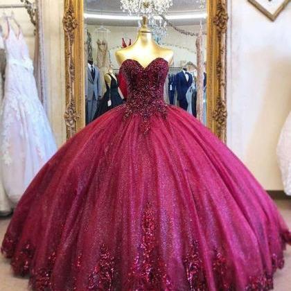 Burgundy Prom Dress A-line Modest Prom Dresses..