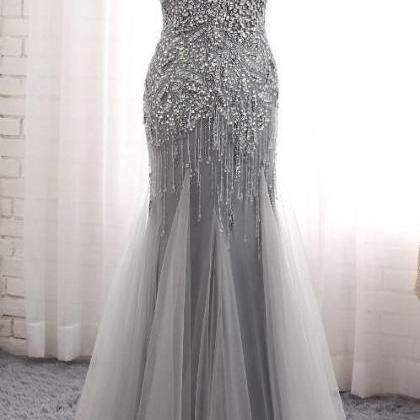 Fashion Mermaid Floor-length Prom Dress With Full..