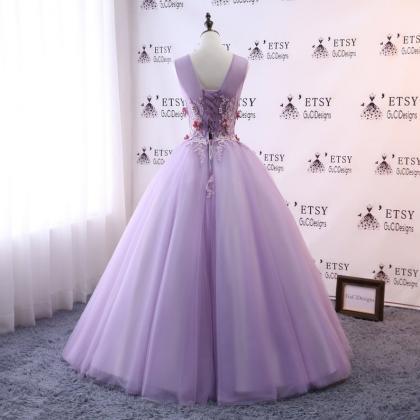 Prom Ball Gown Lavender Purple Dress Long Tulle..