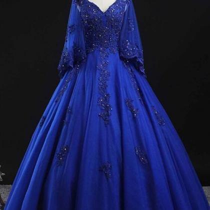 Royal Blue Tulle Long Lace Corset Princess Puffy..