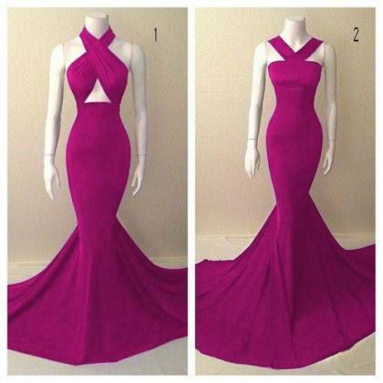 Pink Prom Dress, Mermaid Long Prom Dress,high Neck..