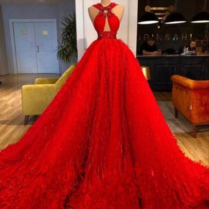 Unique A-line Red Prom Dress ,handmade Long..