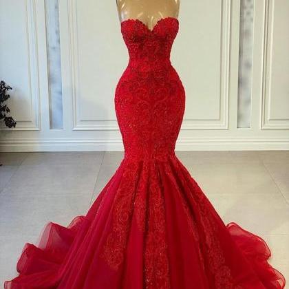 Red Mermaid Evening Dress Long Prom Dress M2057