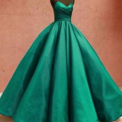 Ball Gown Off The Shoulder Green Prom Dresses Long..