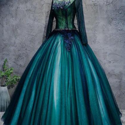 Ball Gown Green Lace Princess Prom Gowns M2161