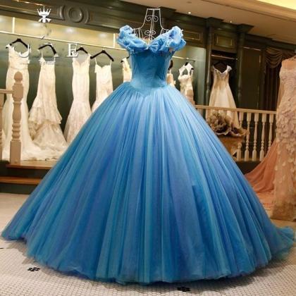 Modest Quinceanera Dress,blue Ball Gown,a Line..