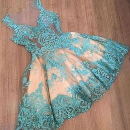 Blue Homecoming Dress Short Prom Dress Elegant..