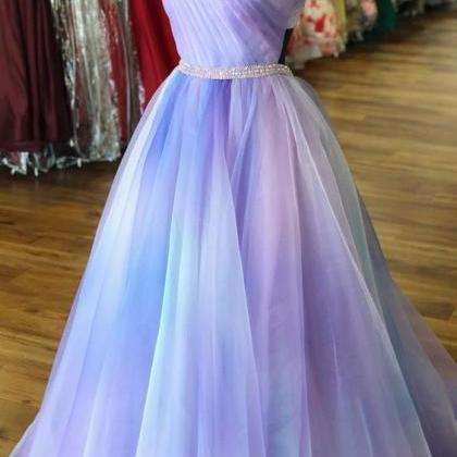 One Shoulder Ombre Lavender Long Prom Dress M2560