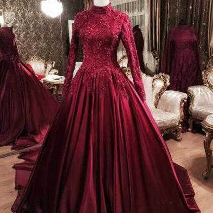 Modest Ball Gown Formal Occasion Dress With Long..