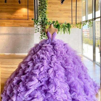 Attractive Tulle Ball Gown Wedding Dress Evening..