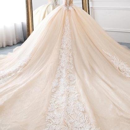 High Neck Ball Gown Wedding Dresses Princess Tulle..