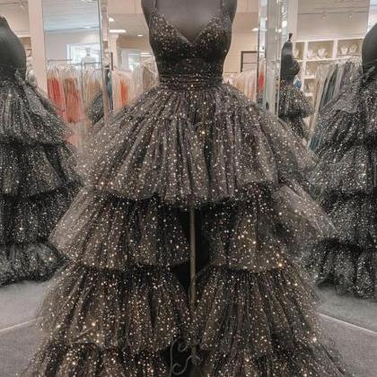 Black Tulle High Low Prom Dress Black Evening..
