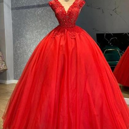 Sexy V-neck Prom Dress Long With Appliques And..
