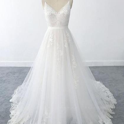 Amazing Ruffle Appliques Tulle A-line Wedding..