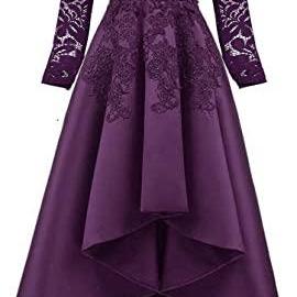 Womens Long Sleeves Beaded High Low Evening Prom..