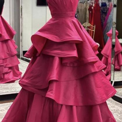 Satin Long Prom Dress Red Evening Dress M3627