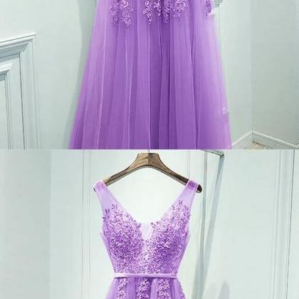 Lavender Bridesmaid Dresses Tulle Floor Length..