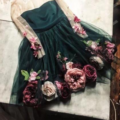 Chic Hand-made Flower Cute Homecoming Dresses Long..