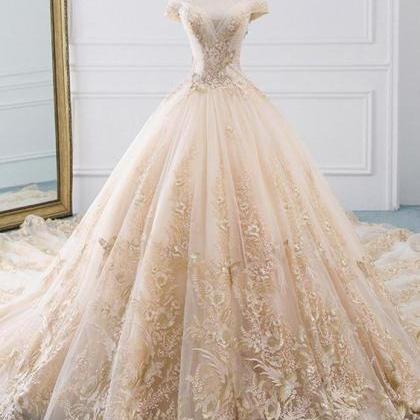 A-line Wedding Dresses Plus Size Sparkly Beading..