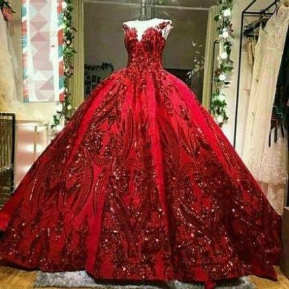 Elegant Long Prom Dress Red Sexy Evening Dress..