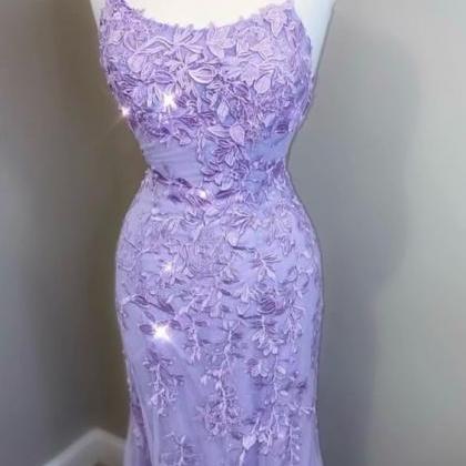 Lavender Lace Long Prom Dress Formal Dress M3880