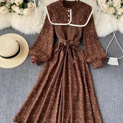 Uniquely Designed Floral Stitching Dress With..