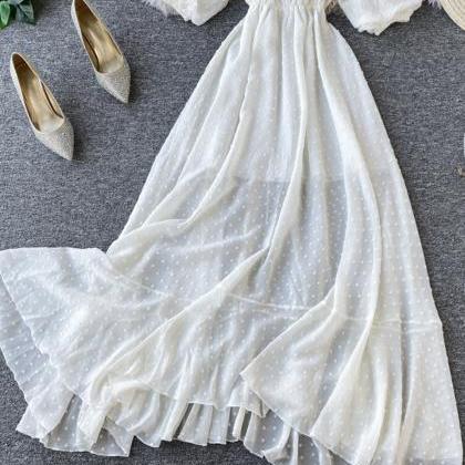 Simple White A Line Dress Fashion Girl Dress