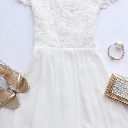 Lace Prom Dress,white Prom Dress,fashion..