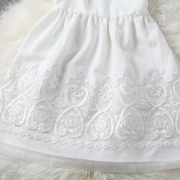 Embroidered White Princess Dress