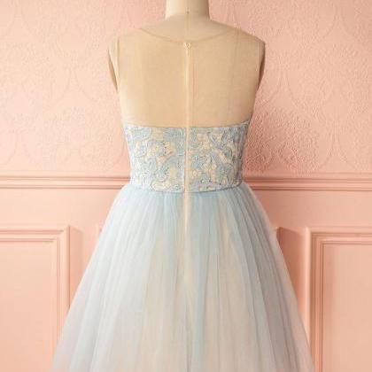 Cute Tulle Light Blue Short Prom Dress, Homecoming..